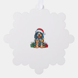 Xmas Lighting Santa Hat Spanish Water Dog Christma Tree Decoration Card