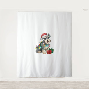 Xmas Lighting Santa Hat Standard Schnauzer Dog Chr Tapestry