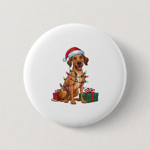 Xmas Lighting Santa Hat Thai Ridgeback Dog Christm 6 Cm Round Badge