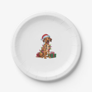 Xmas Lighting Santa Hat Thai Ridgeback Dog Christm Paper Plate