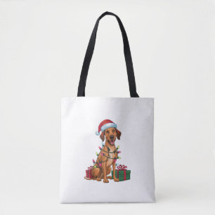 Xmas Lighting Santa Hat Thai Ridgeback Dog Christm Tote Bag