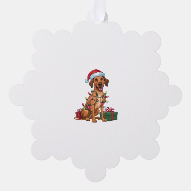 Xmas Lighting Santa Hat Thai Ridgeback Dog Christm Tree Decoration Card (Front)