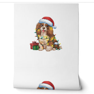 Xmas Lighting Santa Hat Tibetan Spaniel Dog Christ Wallpaper