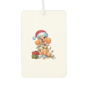Xmas Lighting Santa Hat Toy Poodle Dog Christmas Car Air Freshener