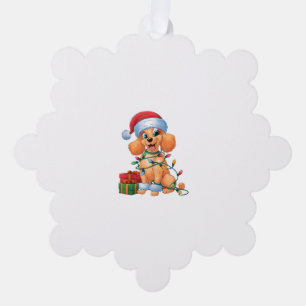 Xmas Lighting Santa Hat Toy Poodle Dog Christmas Tree Decoration Card