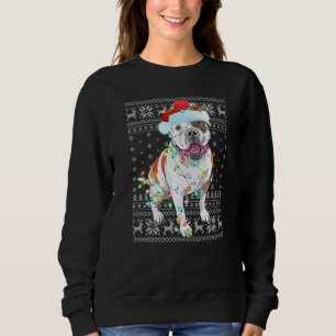 Xmas Lighting Santa Hat Ugly American Bulldog Chri Sweatshirt