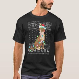 Xmas Lighting Santa Hat Ugly Bloodhound Christmas T-Shirt