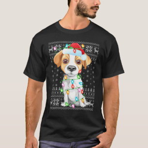 Xmas Lighting Santa Hat Ugly Jack Russell Terrier  T-Shirt