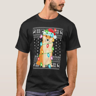 Xmas Lighting Santa Hat Ugly Shiba Inu Christmas T-Shirt