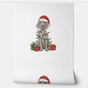 Xmas Lighting Santa Hat Weimaraner Dog Christmas Wallpaper