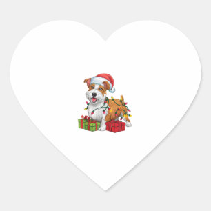 Xmas Lighting Santa Hat Welsh Terrier Dog Christma Heart Sticker