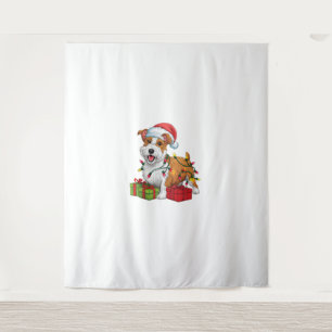 Xmas Lighting Santa Hat Welsh Terrier Dog Christma Tapestry