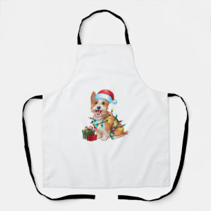 Xmas Lighting Santa Hat Westie Dog Christmas  Apron
