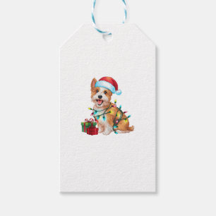 Xmas Lighting Santa Hat Westie Dog Christmas Gift Tags