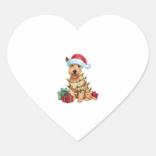 Xmas Lighting Santa Hat Wheaten Terrier Dog Christ Heart Sticker