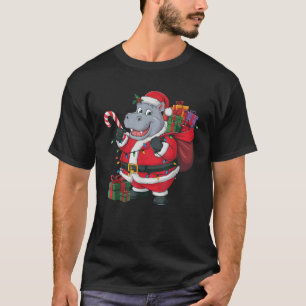 Xmas Lighting Santa Hippo Christmas T-Shirt