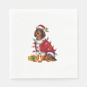 Xmas Lighting Santa Irish Setter Dog Christmas Napkin