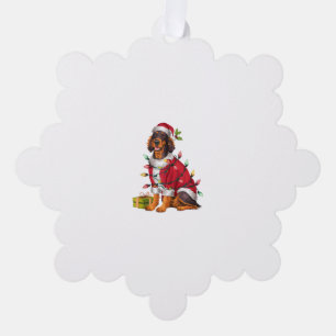 Xmas Lighting Santa Irish Setter Dog Christmas Tree Decoration Card