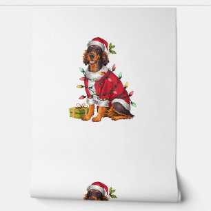 Xmas Lighting Santa Irish Setter Dog Christmas Wallpaper