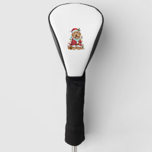 Xmas Lighting Santa Labradoodle Dog Christmas Golf Head Cover