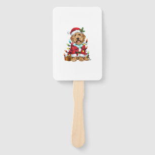 Xmas Lighting Santa Labradoodle Dog Christmas Hand Fan