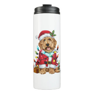 Xmas Lighting Santa Labradoodle Dog Christmas  Thermal Tumbler
