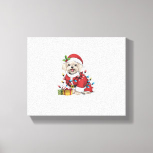 Xmas Lighting Santa Maltese Dog Christmas Canvas Print