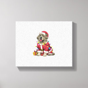 Xmas Lighting Santa Newfoundland Dog Christmas  Canvas Print