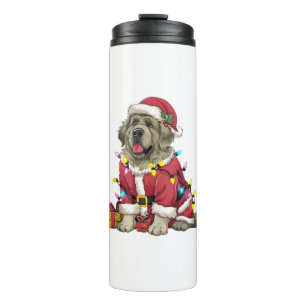 Xmas Lighting Santa Newfoundland Dog Christmas Thermal Tumbler