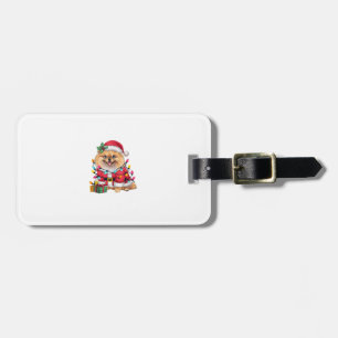 Xmas Lighting Santa Pomeranian Dog Christmas Luggage Tag