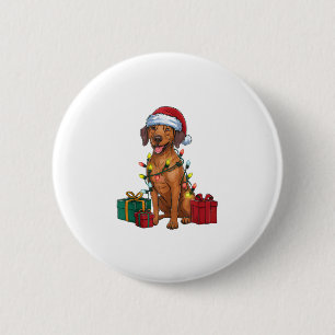 Xmas Lighting Santa Rhodesian Ridgeback Dog Christ 6 Cm Round Badge