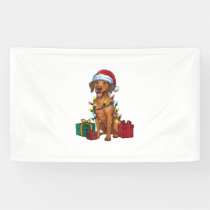 Xmas Lighting Santa Rhodesian Ridgeback Dog Christ Banner