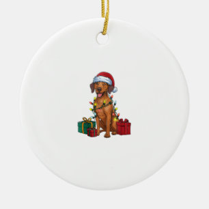 Xmas Lighting Santa Rhodesian Ridgeback Dog Christ Ceramic Tree Decoration