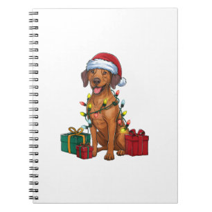 Xmas Lighting Santa Rhodesian Ridgeback Dog Christ Notebook
