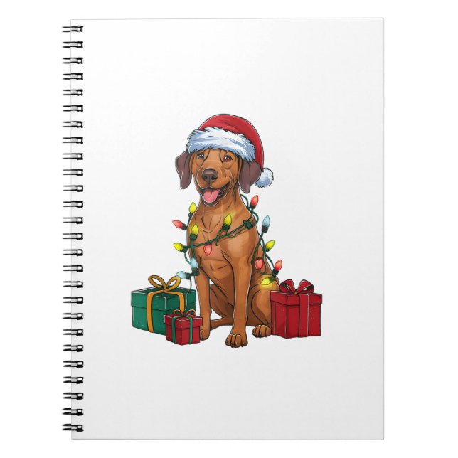Xmas Lighting Santa Rhodesian Ridgeback Dog Christ Notebook (Front)