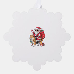 Xmas Lighting Santa Riding Akita Inu Dog Christmas Tree Decoration Card