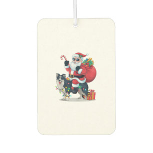 Xmas Lighting Santa Riding Border Collie Dog Chris Car Air Freshener