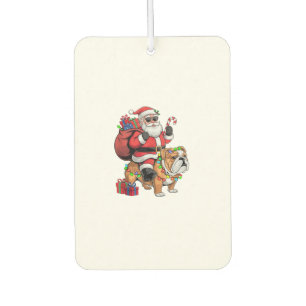 Xmas Lighting Santa Riding Bulldog Christmas Car Air Freshener