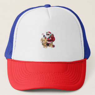 Xmas Lighting Santa Riding Chow Chow Dog Christmas Trucker Hat
