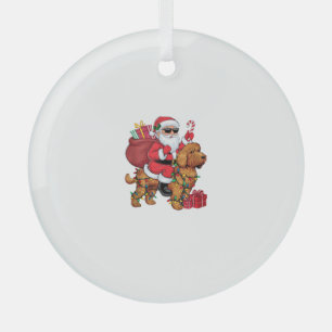 Xmas Lighting Santa Riding Cockapoo Dog Christmas Glass Tree Decoration