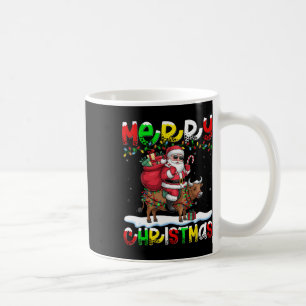 Xmas Lighting Santa Riding Cow Merry Christmas Coffee Mug
