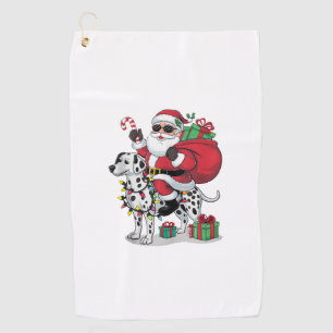 Xmas Lighting Santa Riding Dalmatian Dog Christmas Golf Towel