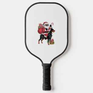 Xmas Lighting Santa Riding Doberman Dog Christmas  Pickleball Paddle