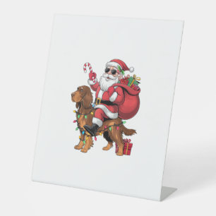 Xmas Lighting Santa Riding English Setter Dog Chri Pedestal Sign