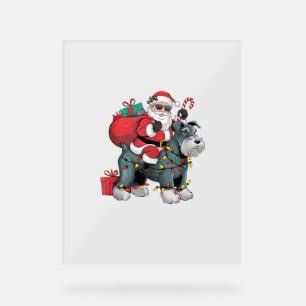 Xmas Lighting Santa Riding Giant Schnauzer Dog Chr Acrylic Sign