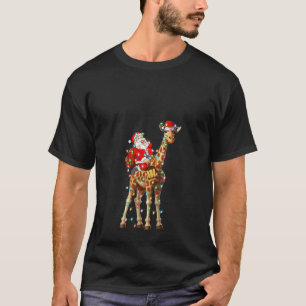Xmas Lighting Santa Riding Giraffe Christmas V Nec T-Shirt
