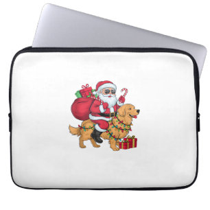 Xmas Lighting Santa Riding Golden Retriever Dog Ch Laptop Sleeve