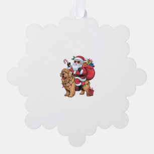 Xmas Lighting Santa Riding Golden Retriever Dog Ch Tree Decoration Card
