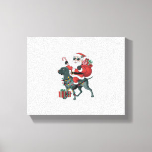 Xmas Lighting Santa Riding Great Dane Dog Christma Canvas Print