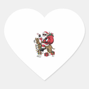 Xmas Lighting Santa Riding Great Dane Dog Christma Heart Sticker
